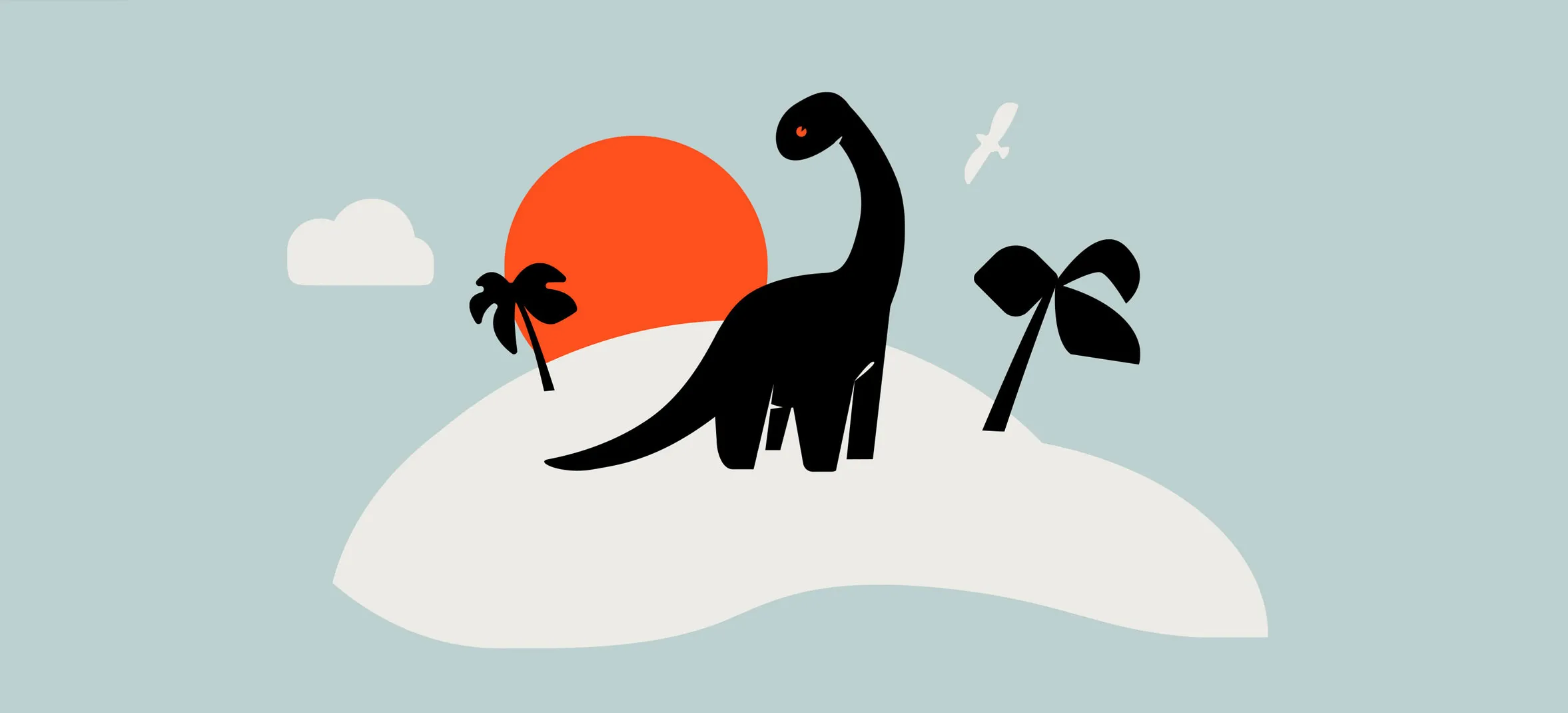 Ein Dinosaurier am Strand. Für den Kunden Audioagentur Tonality haben das Webdesign, Bildkonzept, Umsetzung, Illustrationen und Animationen erstellt.