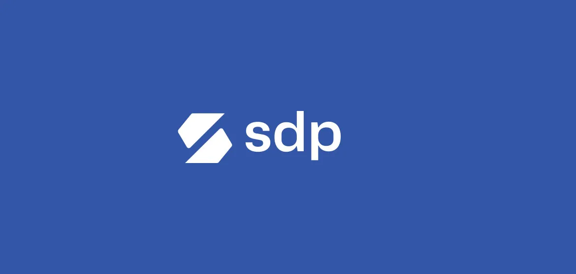 Das sdp Logo. Für den Kunden sdp haben wir die Konzeption, das Branding, Coorporate Design, Webdesign und Messestand gestaltet.